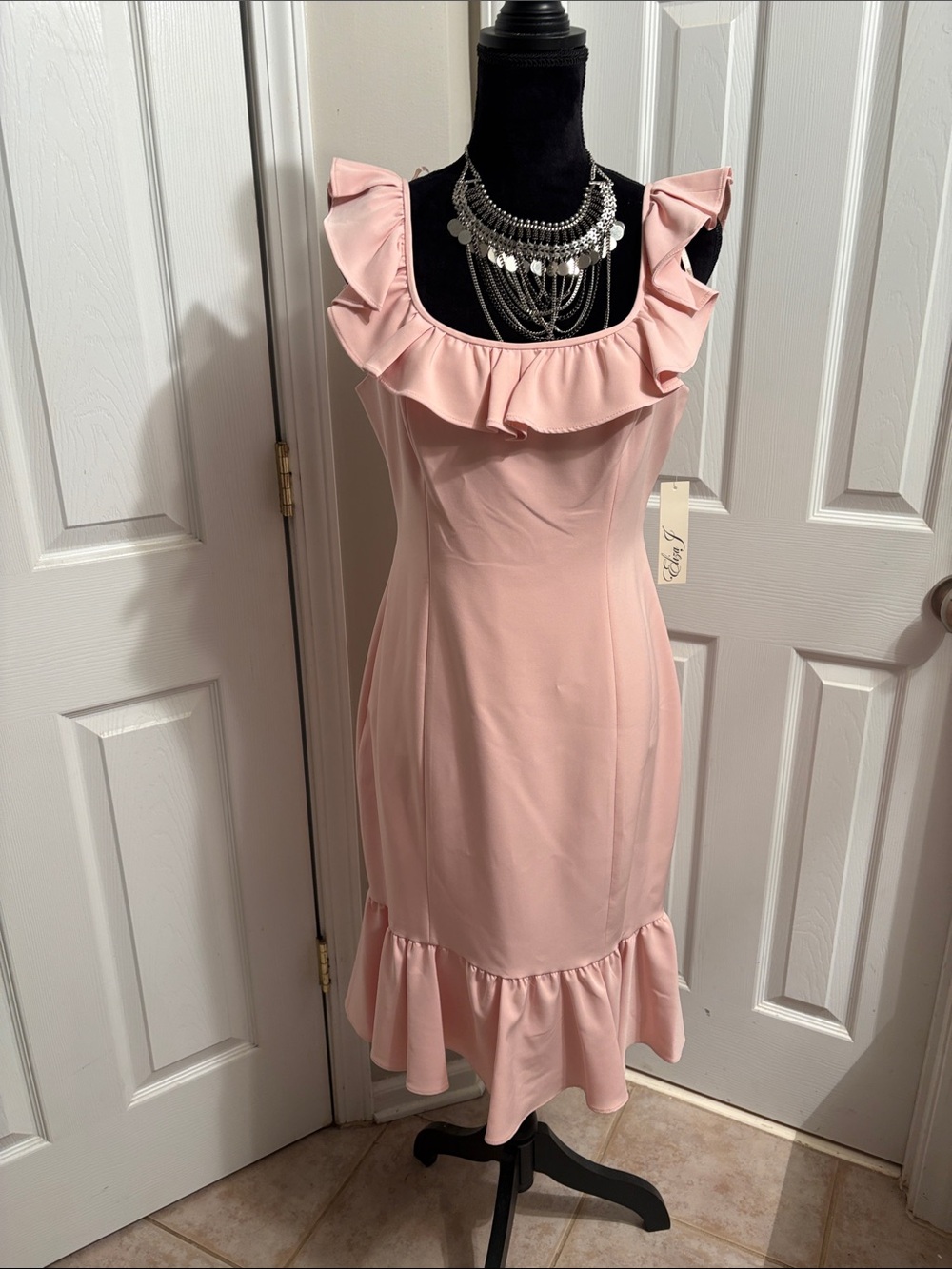 Eliza J Pink Ruffle Midi Dress